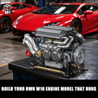BseSparklion W16 Engine Building Blocks — 801 PCS STEM Model That Runs (Adults & Teens 8+)