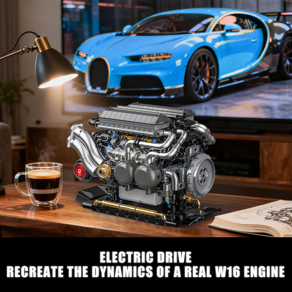 BseSparklion W16 Engine Building Blocks — 801 PCS STEM Model That Runs (Adults & Teens 8+)