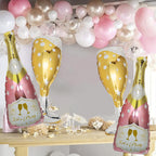 BSRESIN 4 Pcs Champagne Balloons – Rose Gold Foil Bottle & Goblet Set for Weddings & Parties
