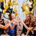 BSRESIN 4-Pack Black Gold Champagne Balloons – Bottle & Goblet Foil Decor