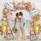 BSRESIN 4 Pcs Diamond Ring Balloons – Large Glitter Foil Ring Balloons for Bridal Shower, Wedding & More
