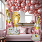 BSRESIN 4 Pcs Champagne Balloons – Rose Gold Foil Bottle & Goblet Set for Weddings & Parties