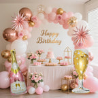 BSRESIN 91 Pcs Rose Gold Balloons Set – Champagne Bottle & Goblet Foil Balloons for Weddings & Parties