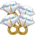 BSRESIN 4 Pcs Diamond Ring Balloons – Large Glitter Foil Ring Balloons for Bridal Shower, Wedding & More