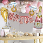 BSRESIN 9 Pcs Rose Gold Bride Balloons – BRIDE Letter, Champagne & Goblet Foil Decor