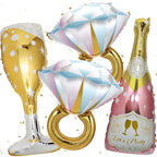 BSRESIN 4 Pcs Rose Gold Bachelorette Balloons: Champagne Bottle, Goblet & Ring Foil Set