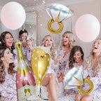 BSRESIN 4 Pcs Rose Gold Bachelorette Balloons: Champagne Bottle, Goblet & Ring Foil Set