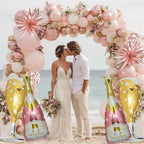 BSRESIN 4 Pcs Champagne Balloons – Rose Gold Foil Bottle & Goblet Set for Weddings & Parties