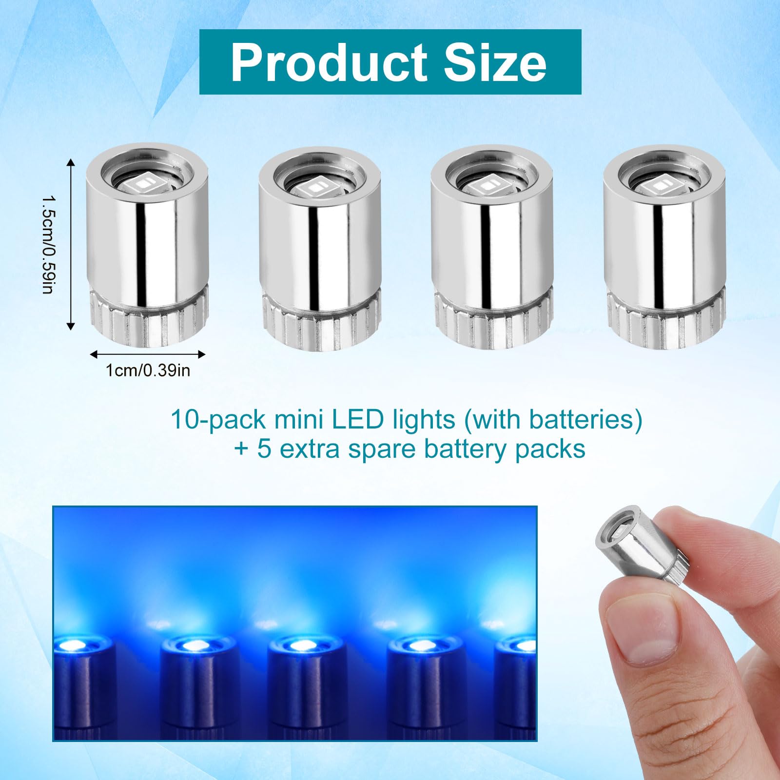 BTFO 10pcs Mini LED Lights for Crafts – Battery-Powered Blue LEDs for Paper Lanterns, Balloons & Dollhouses