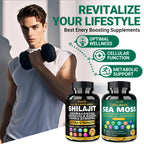 Bualle Organic Sea Moss for Women & Shilajit for Men – 12-in-1 Plant-Powered Wellness (120 Vegan Capsules)