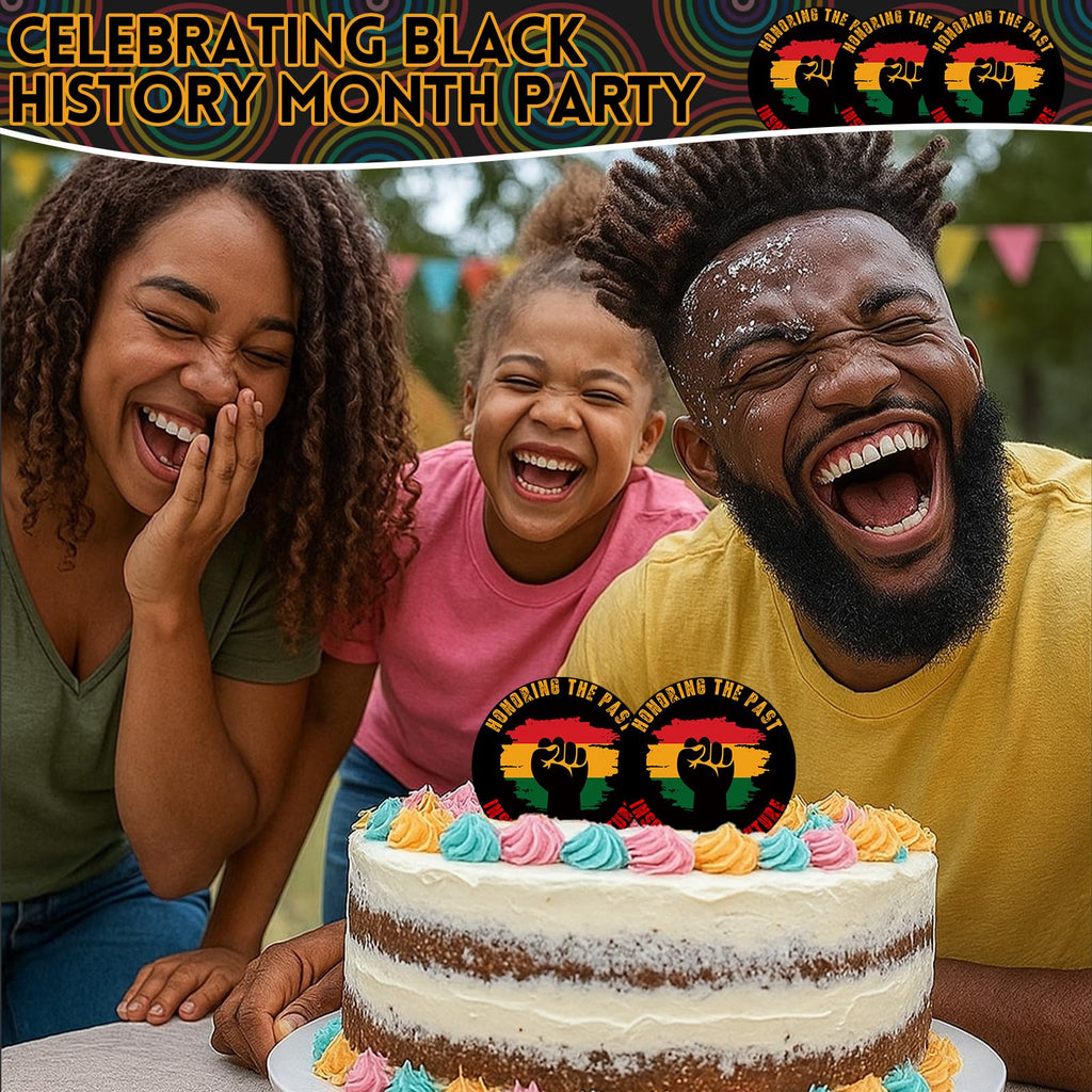 Bucherry 24 Pcs Black History Cupcake Toppers - Acrylic Cake Decorations