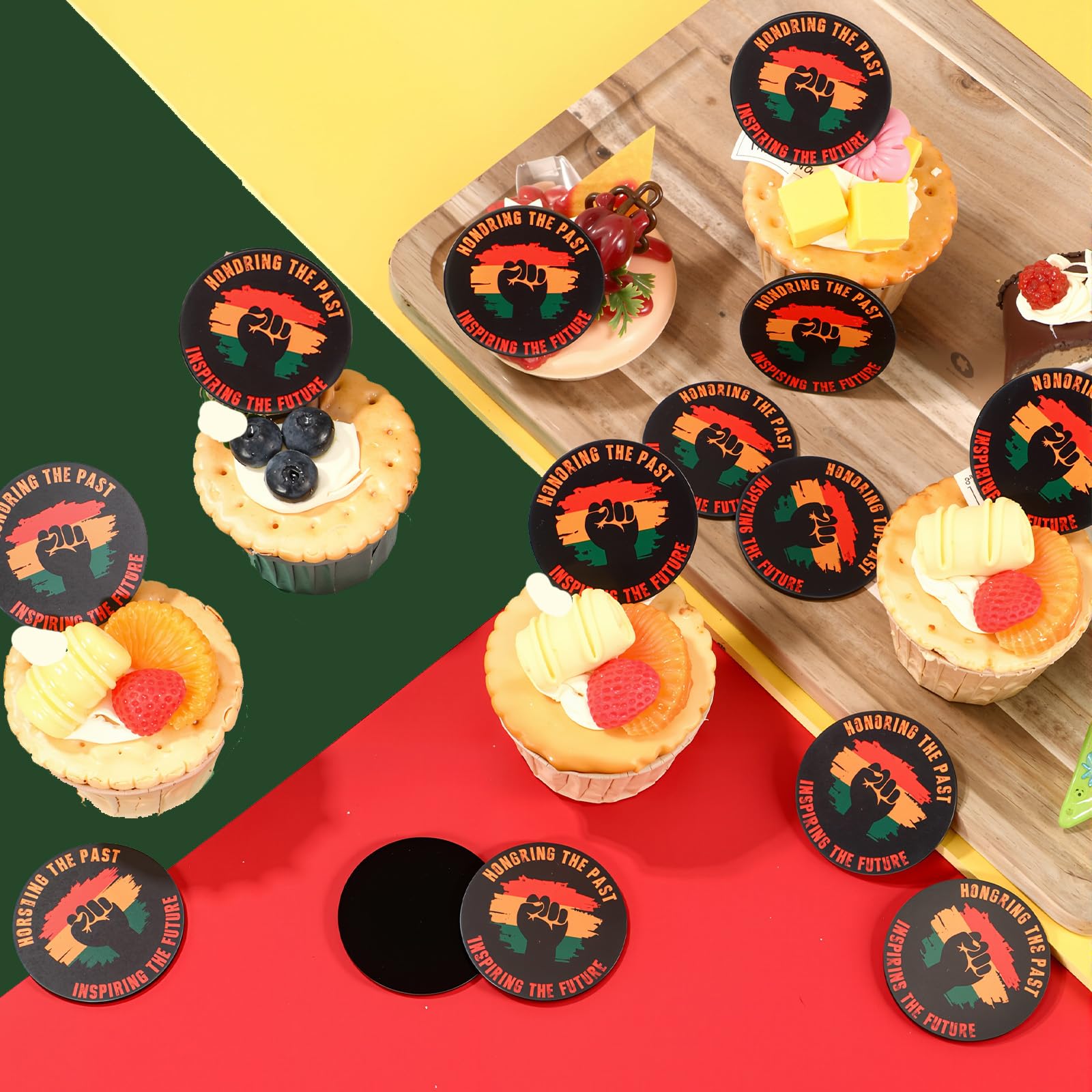 Bucherry 24 Pcs Black History Cupcake Toppers - Acrylic Cake Decorations