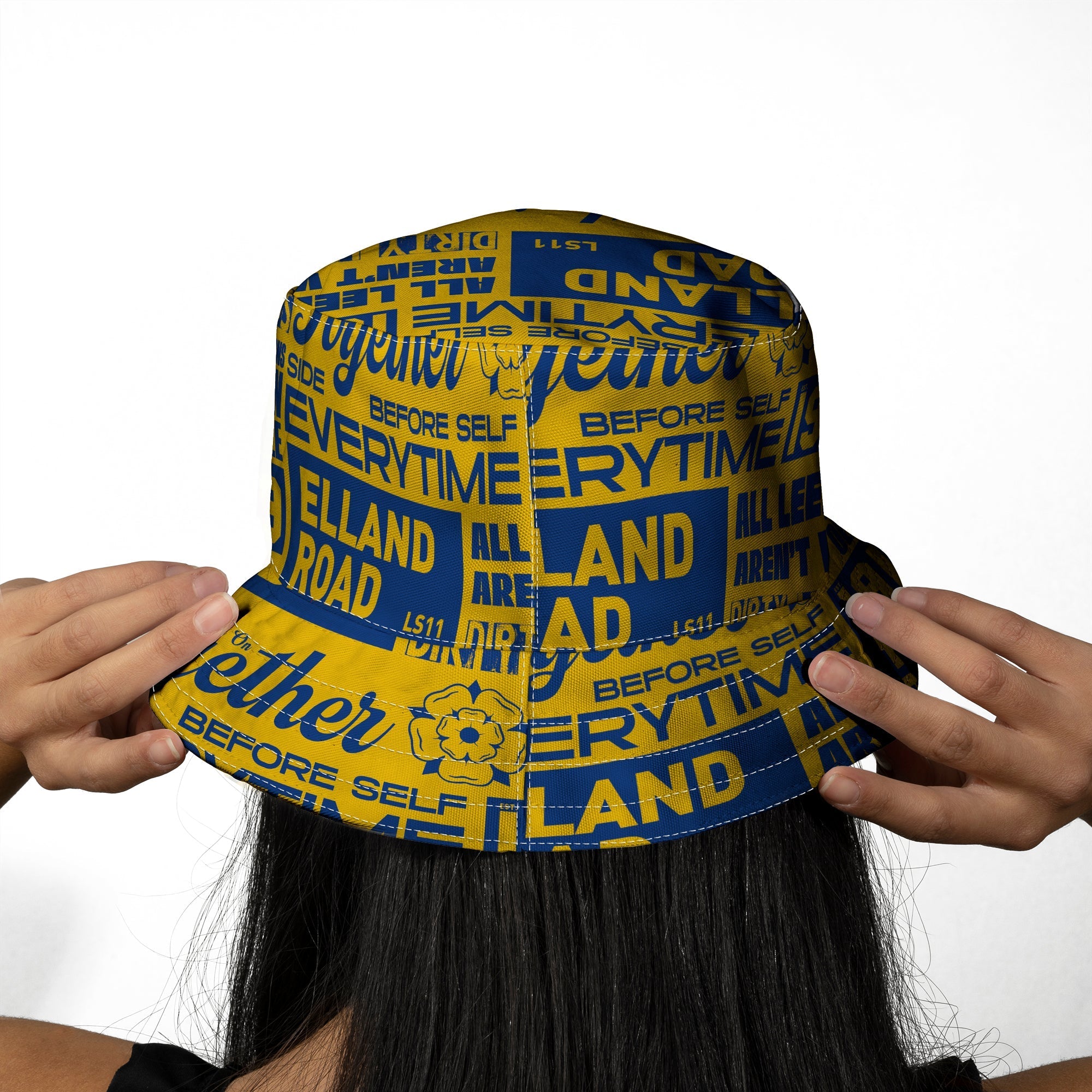 Leeds - Word Montage - Yellow & Blue - Bucket Hat