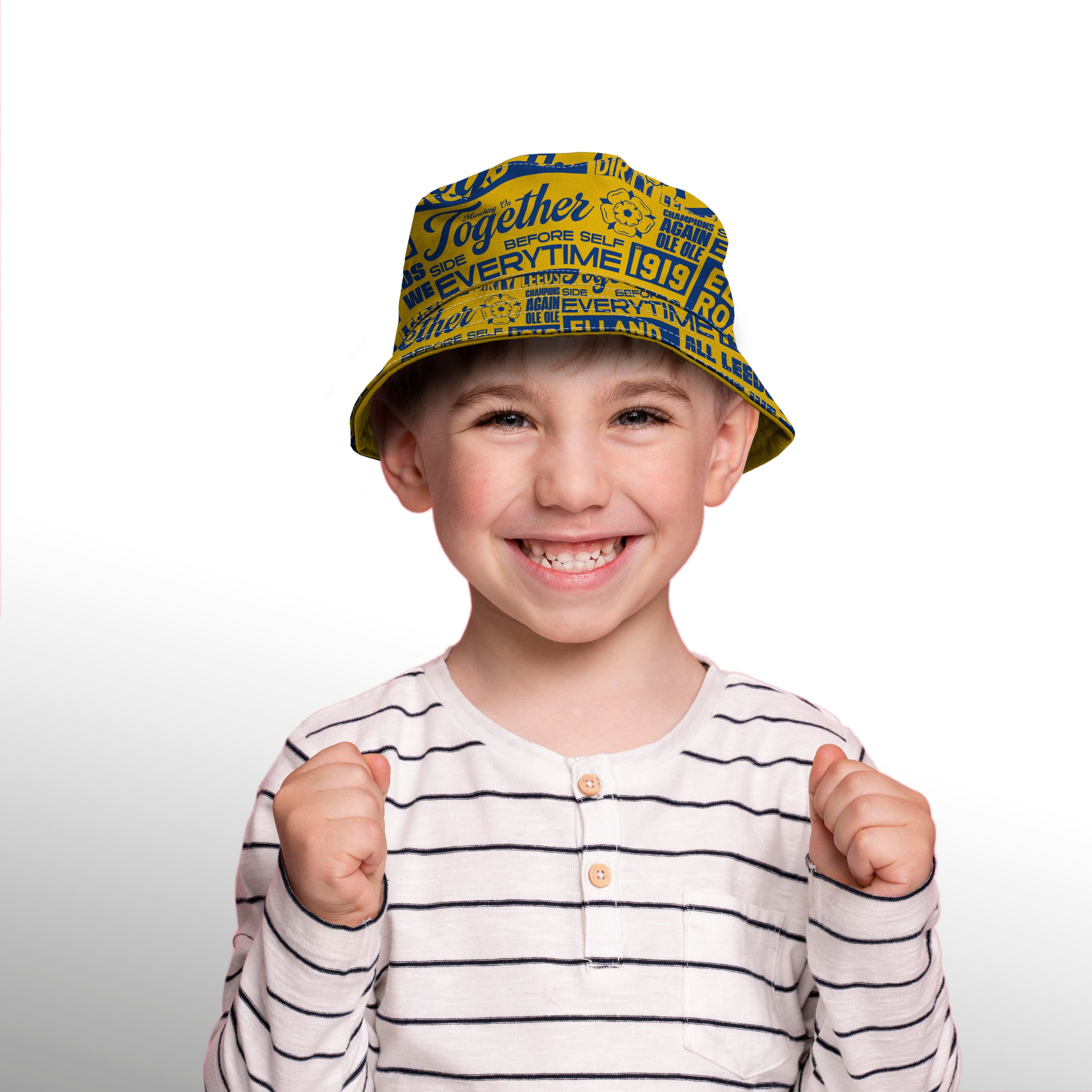 Leeds - Word Montage - Yellow & Blue - Bucket Hat