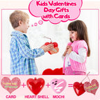 Budbof 28-Pack Valentines Day Gifts for Kids – Mochi Squishies with Cards & Party Favors