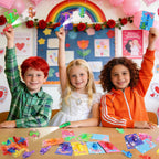 Budbof 28-Pack Valentines Cards with Glow-in-the-Dark Finger Lights | Classroom Party Gifts