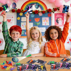 Budbof 28-Pack Valentines LED Finger Lights with Cards | Classroom Party Favors