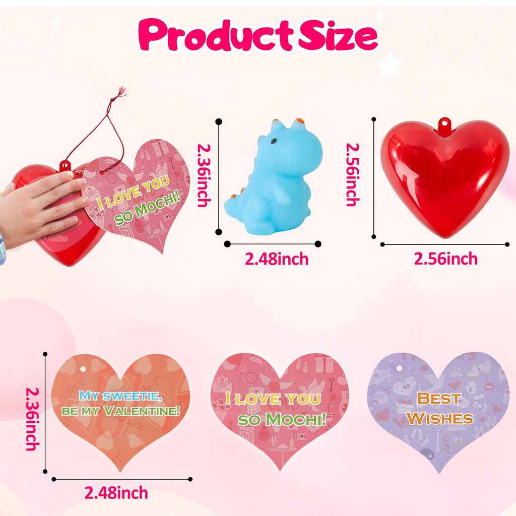 Budbof 28-Pack Valentines Day Gifts for Kids – Mochi Squishies with Cards & Party Favors