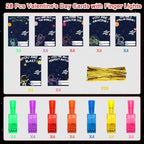 Budbof 28-Pack Valentines LED Finger Lights with Cards | Classroom Party Favors
