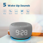 Buffbee 2-in-1 Sound Machine & Alarm Clock | 18 Soothing Sounds, 7 Night Lights, 30-Level Volume