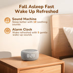 Buffbee 2-in-1 Sound Machine & Alarm Clock | 18 Soothing Sounds, 7 Night Lights, 30-Level Volume