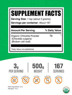 BulkSupplements Organic Chlorella Powder – Broken Cell Wall, Gluten Free, 500g