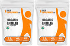 BulkSupplements Organic Inulin Powder - Soluble Fiber, Vegan & Gluten Free, 2.5g per Serving, 100g Pack of 2