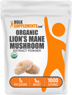 BulkSupplements Organic Lion's Mane Mushroom Extract Powder | Vegan, 1g/Serving, 1kg
