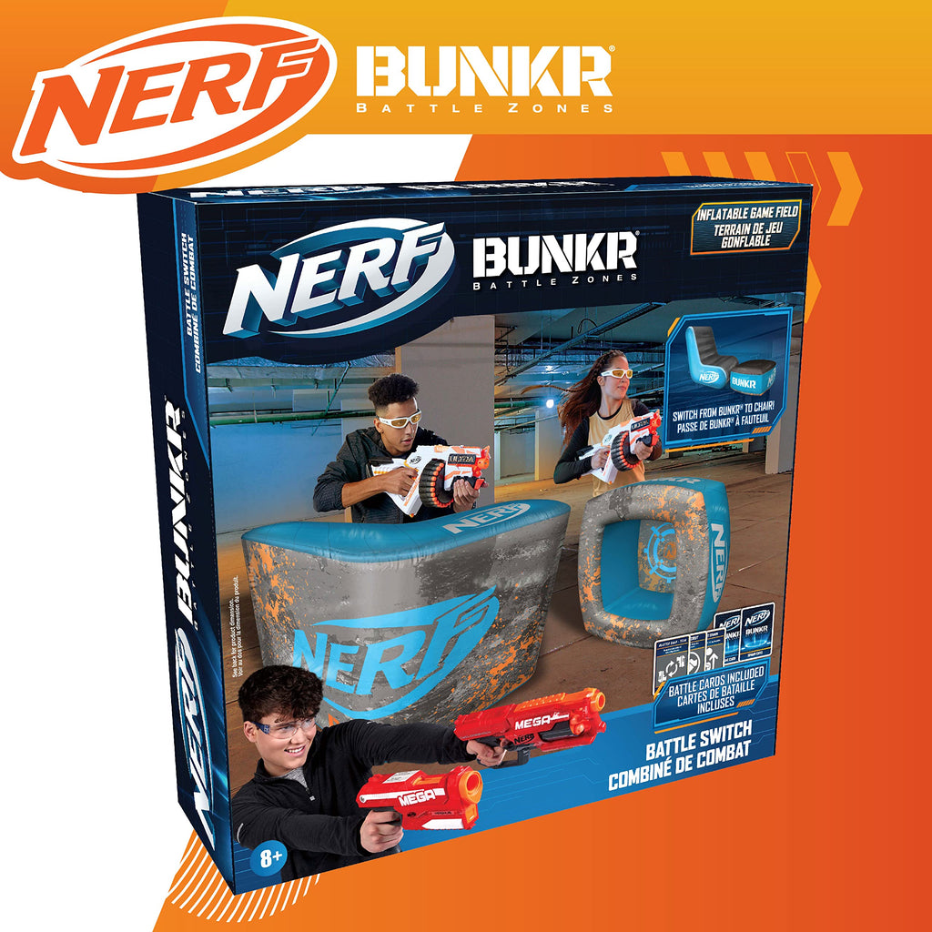 BUNKR Battle Zones NERF Switch Chair & Footrest – Inflatable Gaming Seat with Target