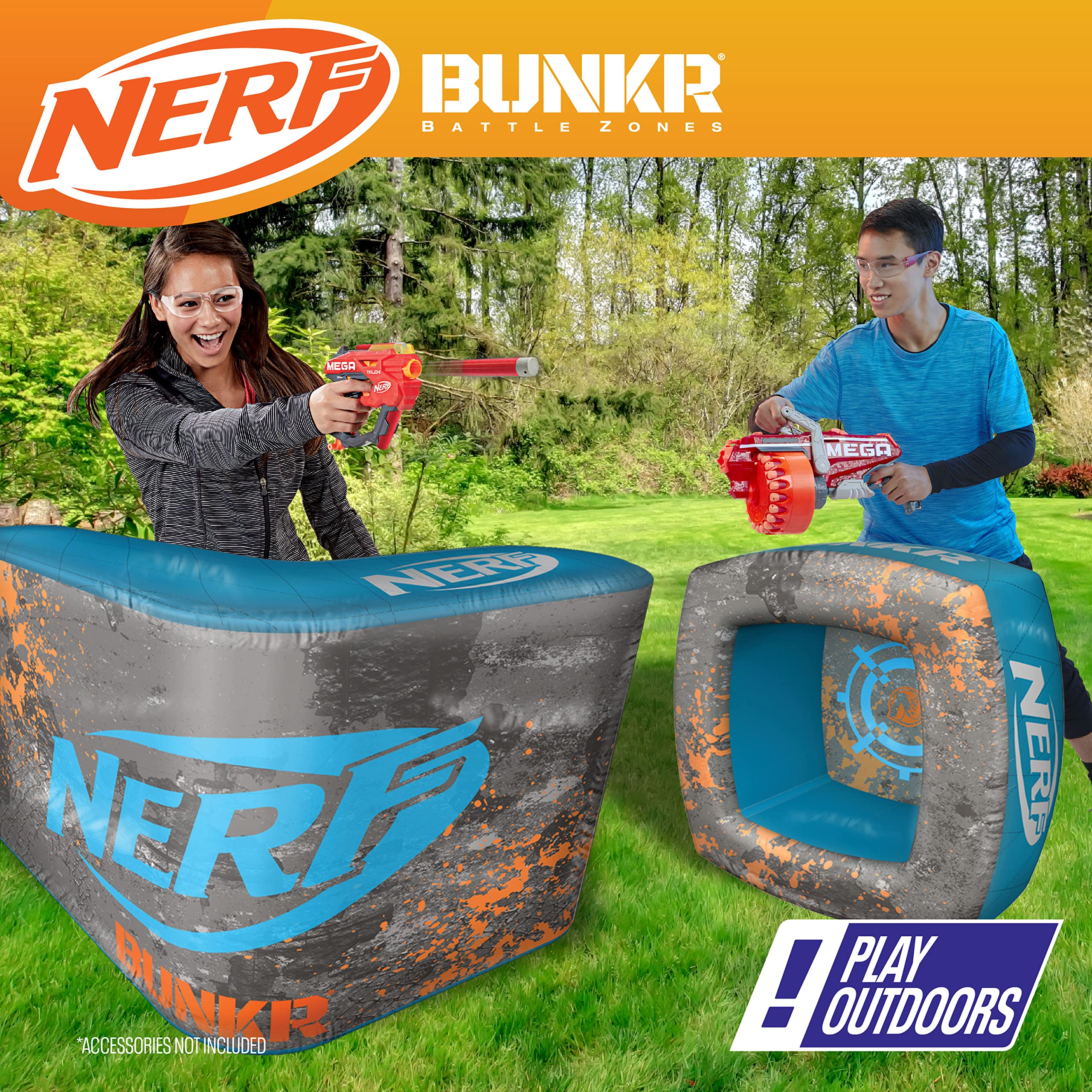 BUNKR Battle Zones NERF Switch Chair & Footrest – Inflatable Gaming Seat with Target