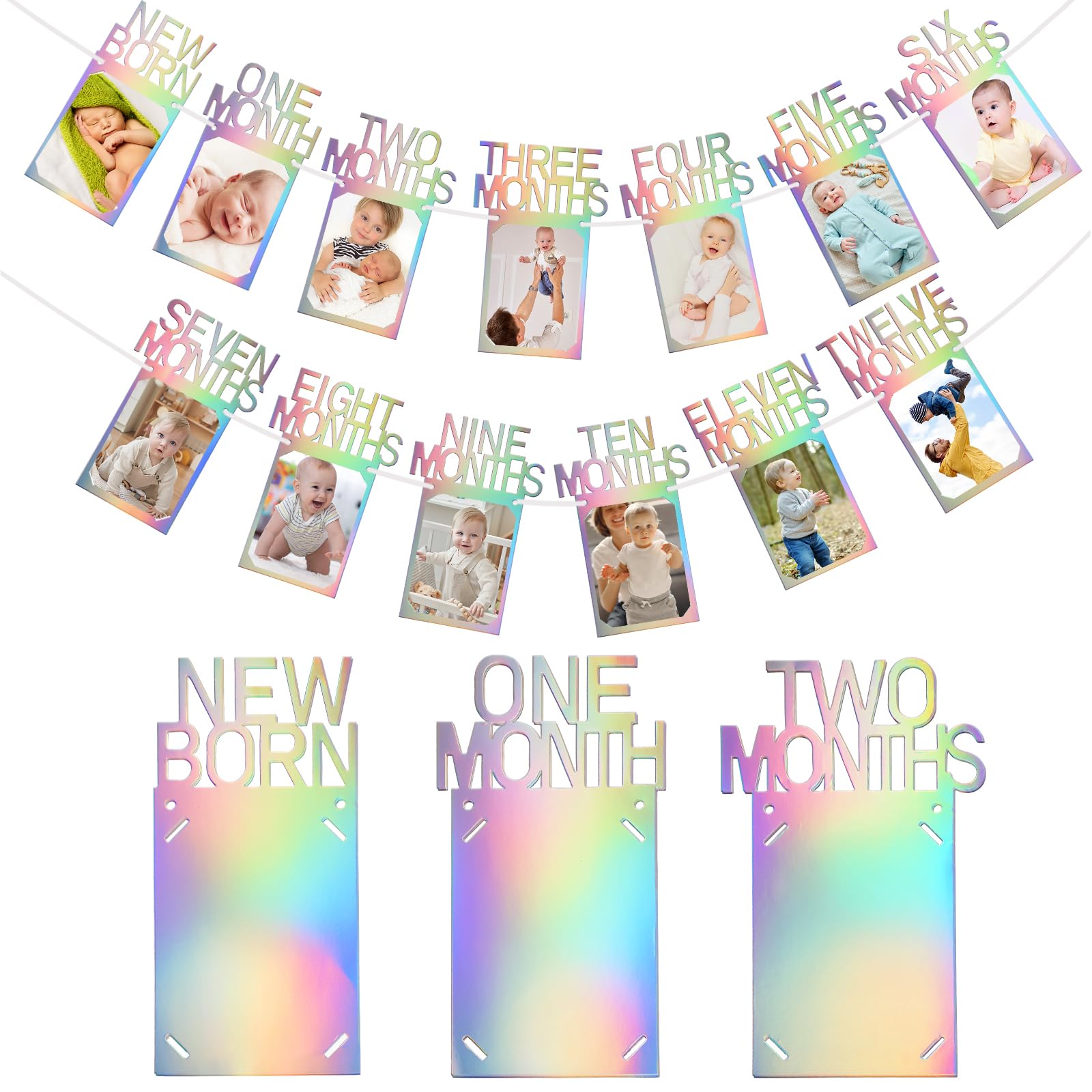 Buryeah 1st Birthday Photo Banner – Unicorn Milestones 0–12 Months