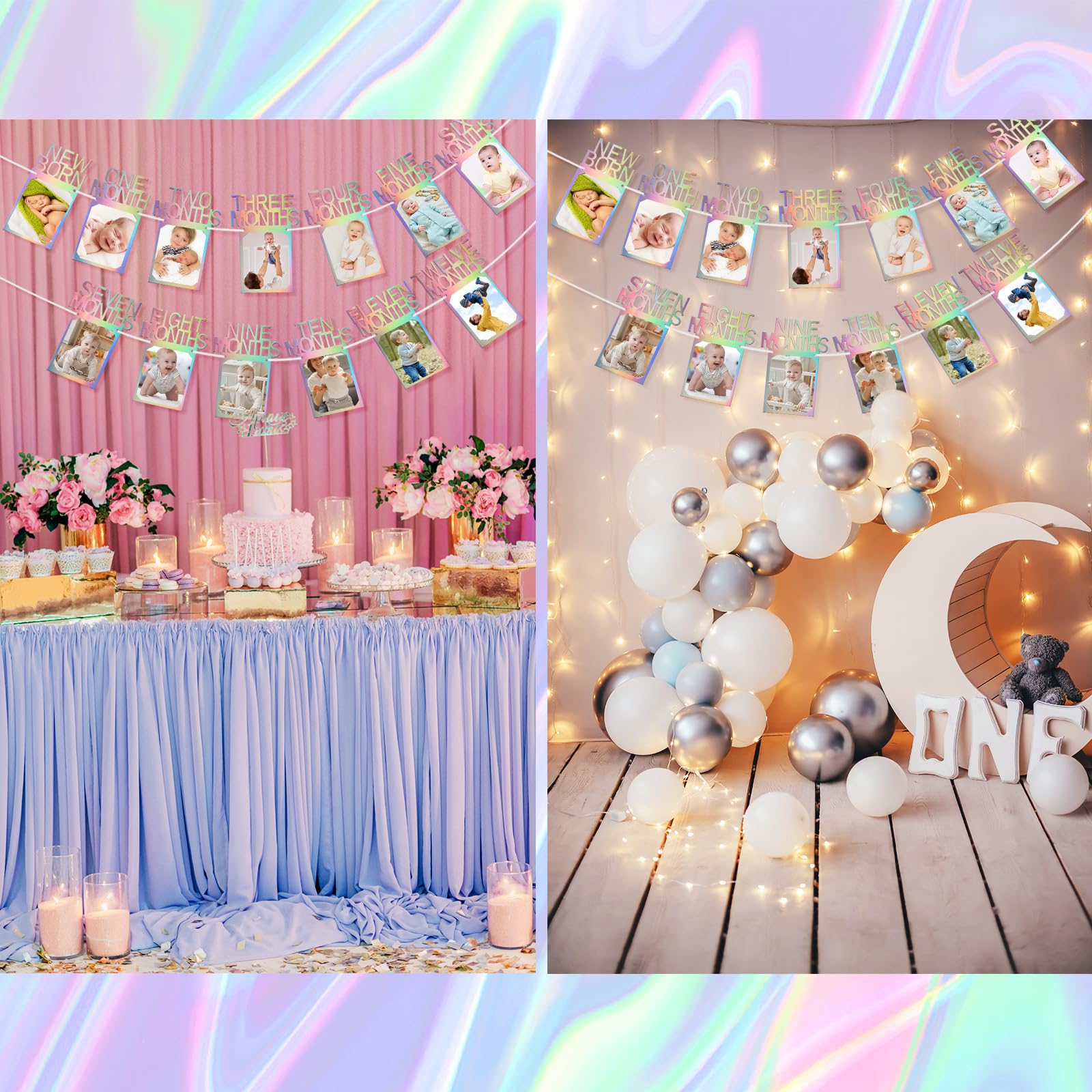 Buryeah 1st Birthday Photo Banner – Unicorn Milestones 0–12 Months