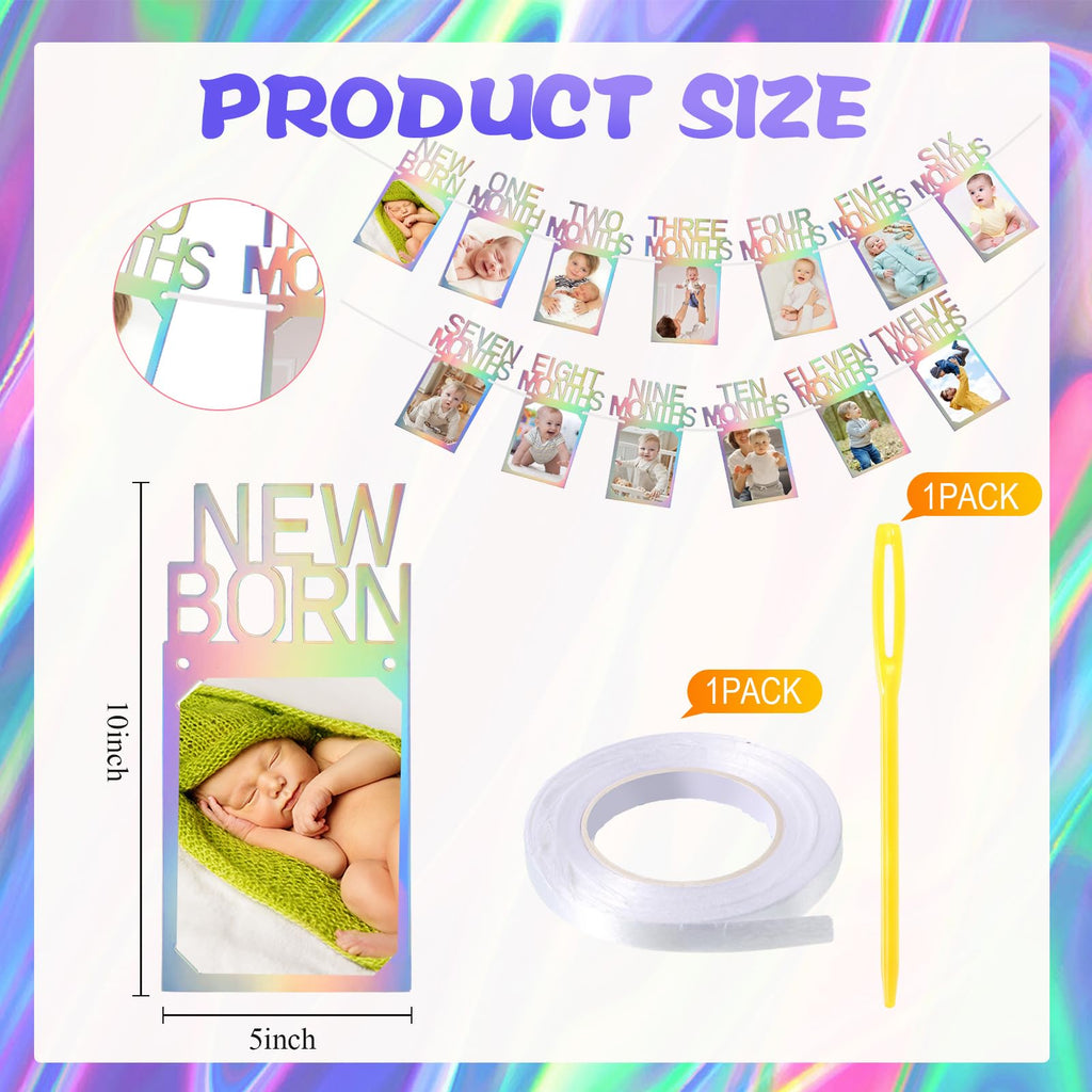 Buryeah 1st Birthday Photo Banner – Unicorn Milestones 0–12 Months
