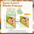 Buryeah Green & Kraft 1st Birthday Photo Banner — Newborn to 12 Months Milestone Garland
