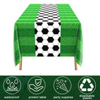 Buryeah 3 Pcs Soccer Themed Tablecloths – 54 x 108 in Disposable Plastic Table Covers for Game Day & Tailgate
