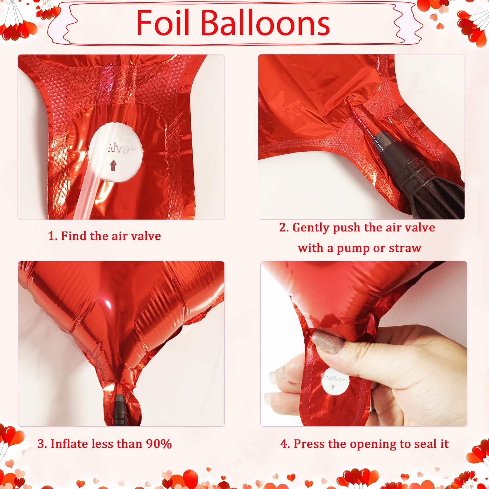 Butiomom Valentines Day Decorations – I LOVE YOU Balloons, Red Rose Petals & Heart Balloons Set