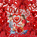 Butiomom Valentines Day Decorations – I LOVE YOU Balloons, Red Rose Petals & Heart Balloons Set