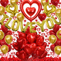 Butiomom Valentines Day Decorations — Gold I LOVE YOU Balloons & Rose Petals