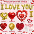 Butiomom Valentines Day Decorations — Gold I LOVE YOU Balloons & Rose Petals