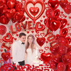 Butiomom Valentines Day Decorations – I LOVE YOU Balloons, Red Rose Petals & Heart Balloons Set