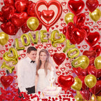 Butiomom Valentines Day Decorations — Gold I LOVE YOU Balloons & Rose Petals