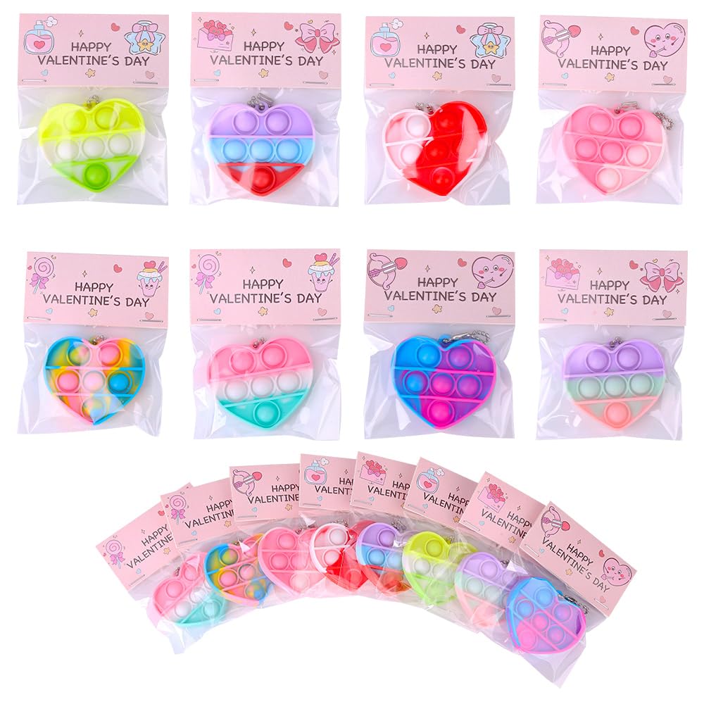 BVCNIG 32-Pack Valentines Heart Pop Fidget Toys for Kids – Classroom Gifts & Party Favors