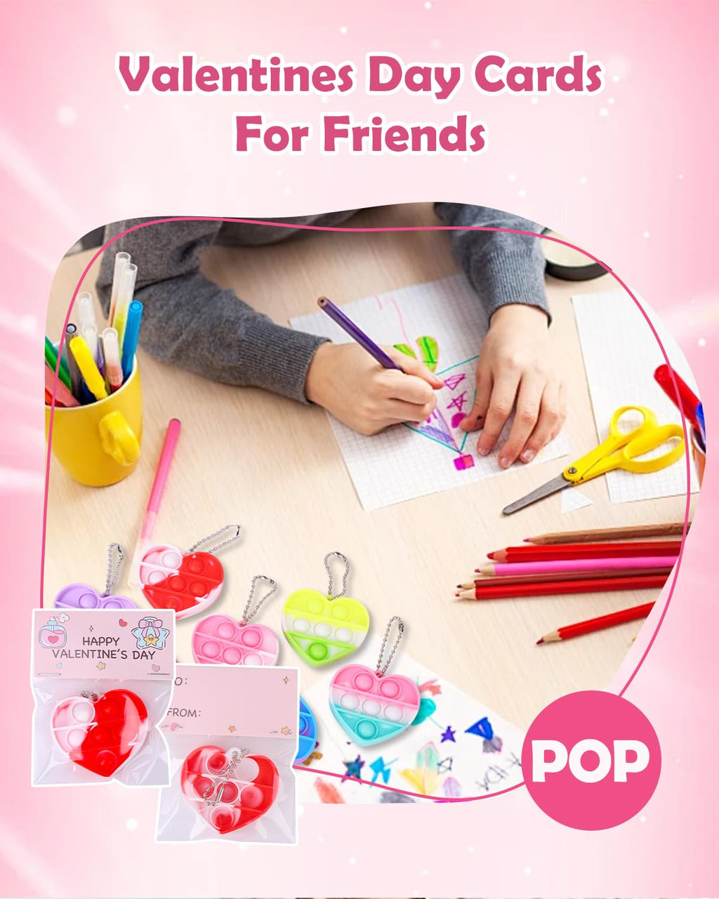 BVCNIG 32-Pack Valentines Heart Pop Fidget Toys for Kids – Classroom Gifts & Party Favors