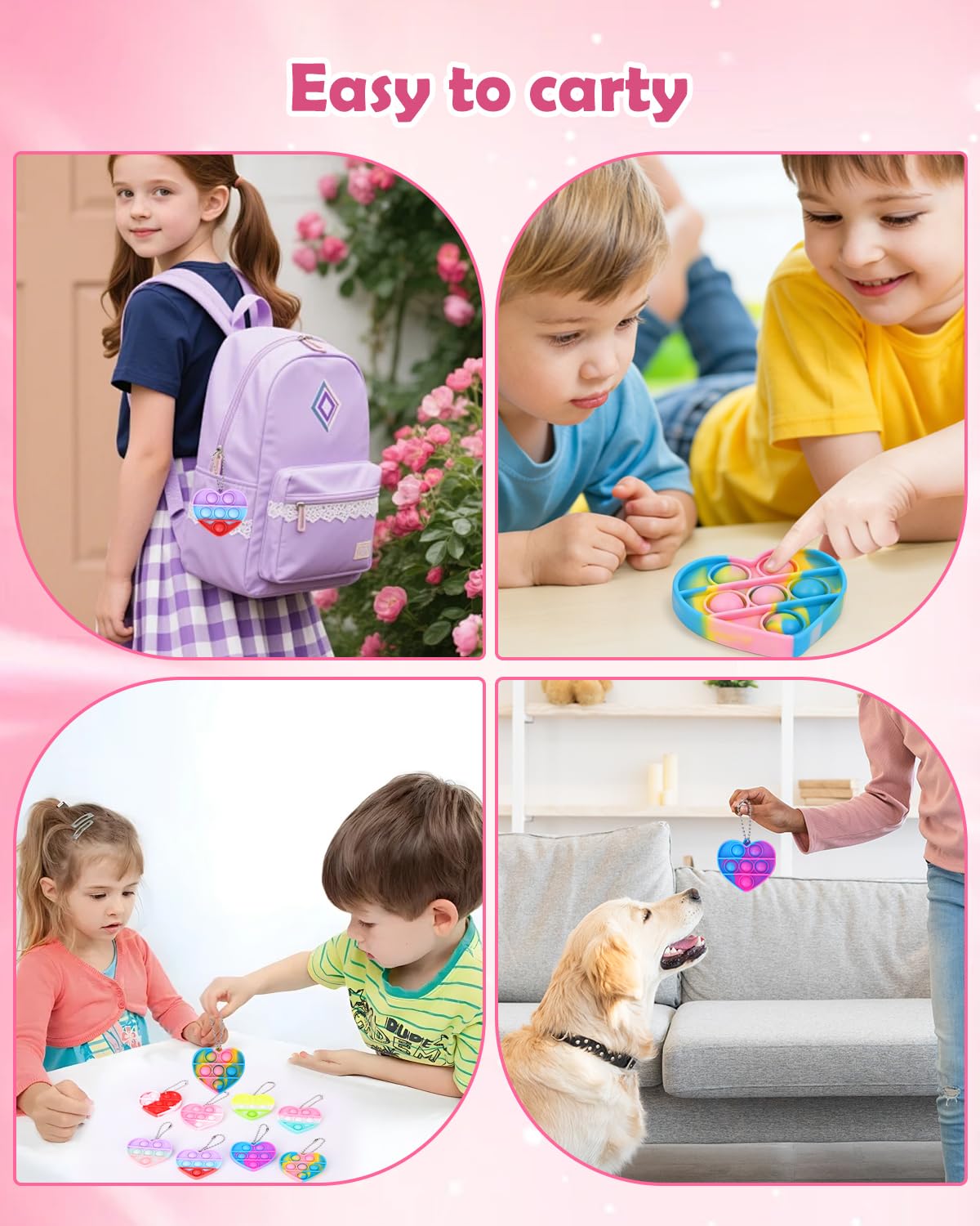 BVCNIG 32-Pack Valentines Heart Pop Fidget Toys for Kids – Classroom Gifts & Party Favors