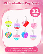 BVCNIG 32-Pack Valentines Heart Pop Fidget Toys for Kids – Classroom Gifts & Party Favors