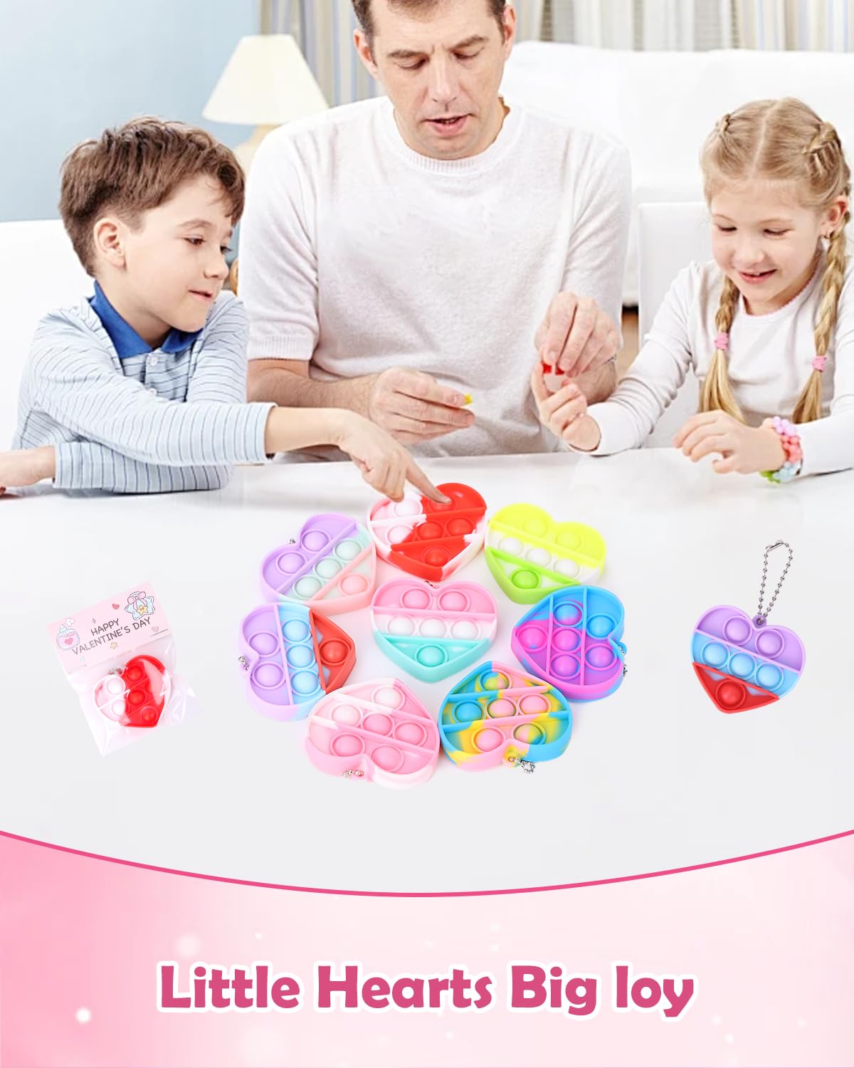 BVCNIG 32-Pack Valentines Heart Pop Fidget Toys for Kids – Classroom Gifts & Party Favors