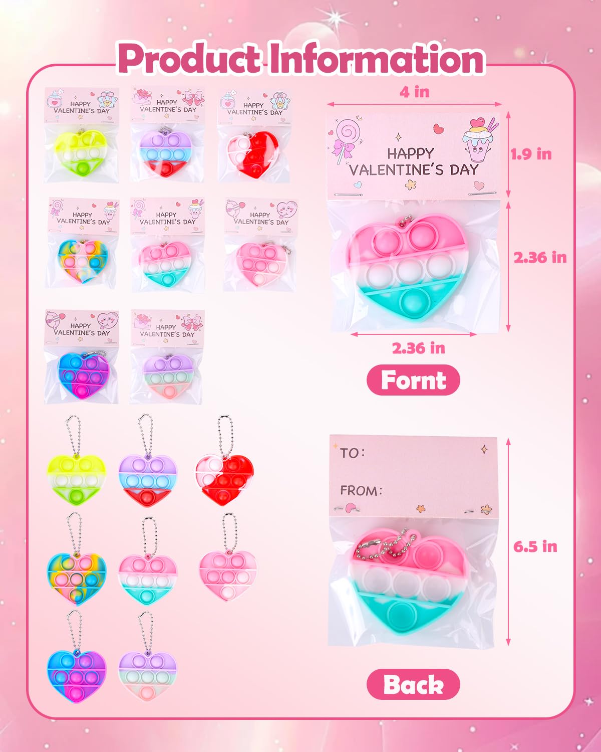 BVCNIG 32-Pack Valentines Heart Pop Fidget Toys for Kids – Classroom Gifts & Party Favors