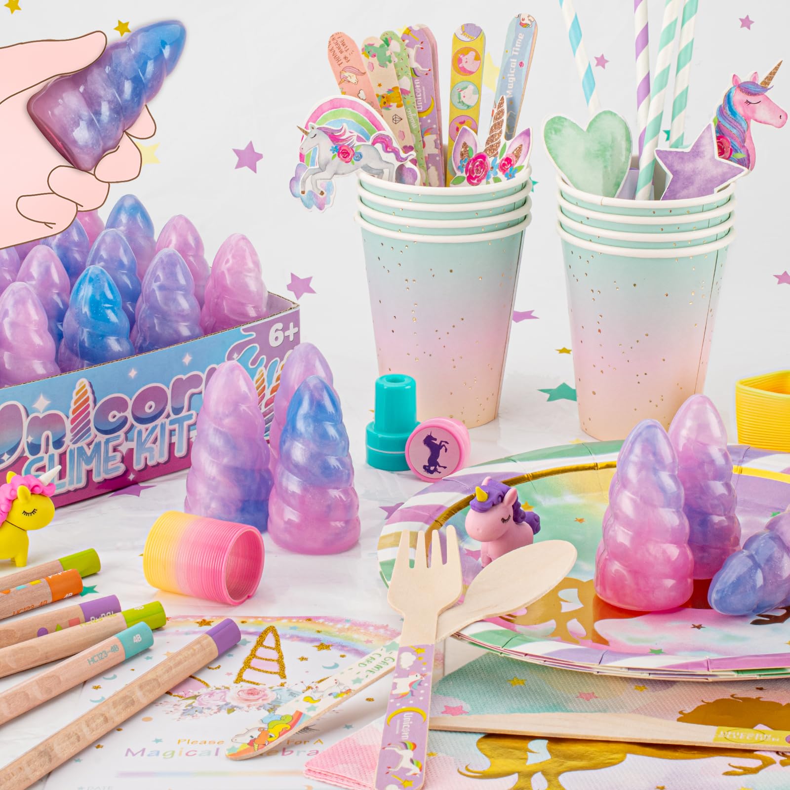 BYONEBYE Unicorn Slime Kit – 36 Pack Non-Sticky & Stretchy Party Favors