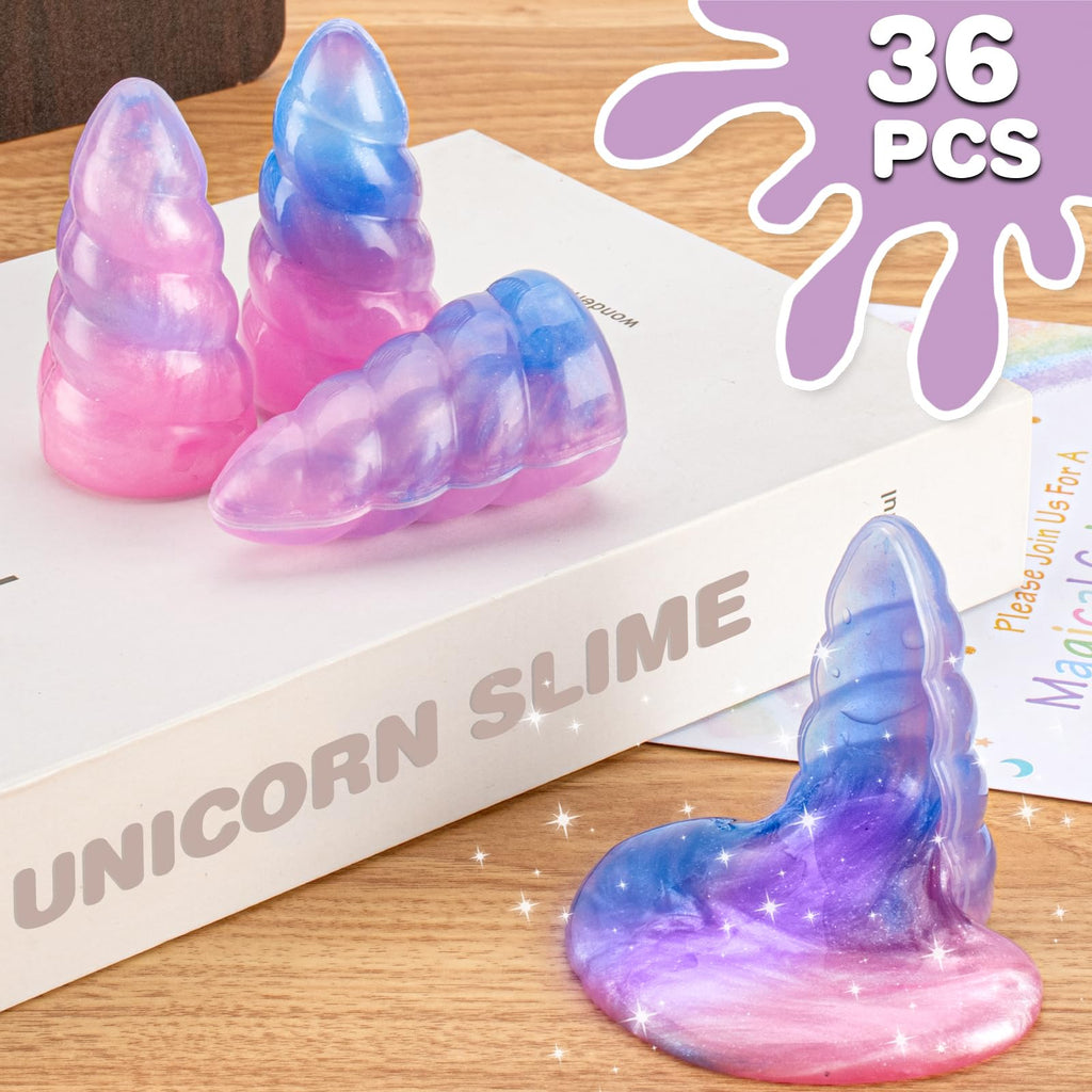 BYONEBYE Unicorn Slime Kit – 36 Pack Non-Sticky & Stretchy Party Favors