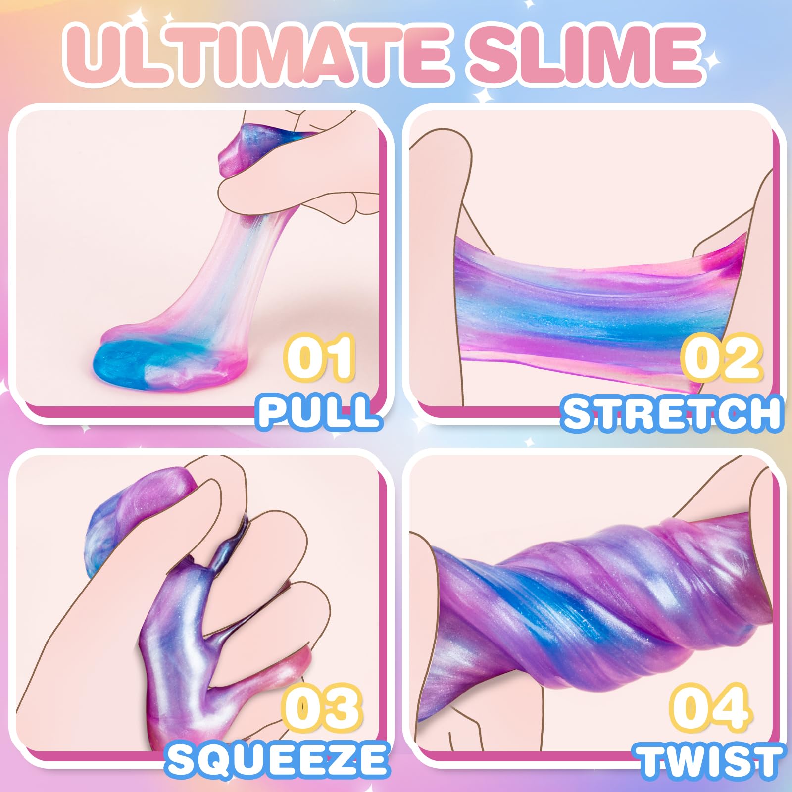 BYONEBYE Unicorn Slime Kit – 36 Pack Non-Sticky & Stretchy Party Favors